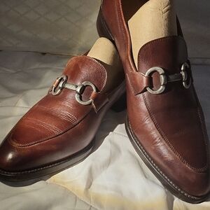 Armin Oehler Men's Brown Leather Loafers with Silver Detail